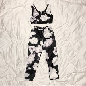 Tea Garden Black Floral Print Two-Piece Set